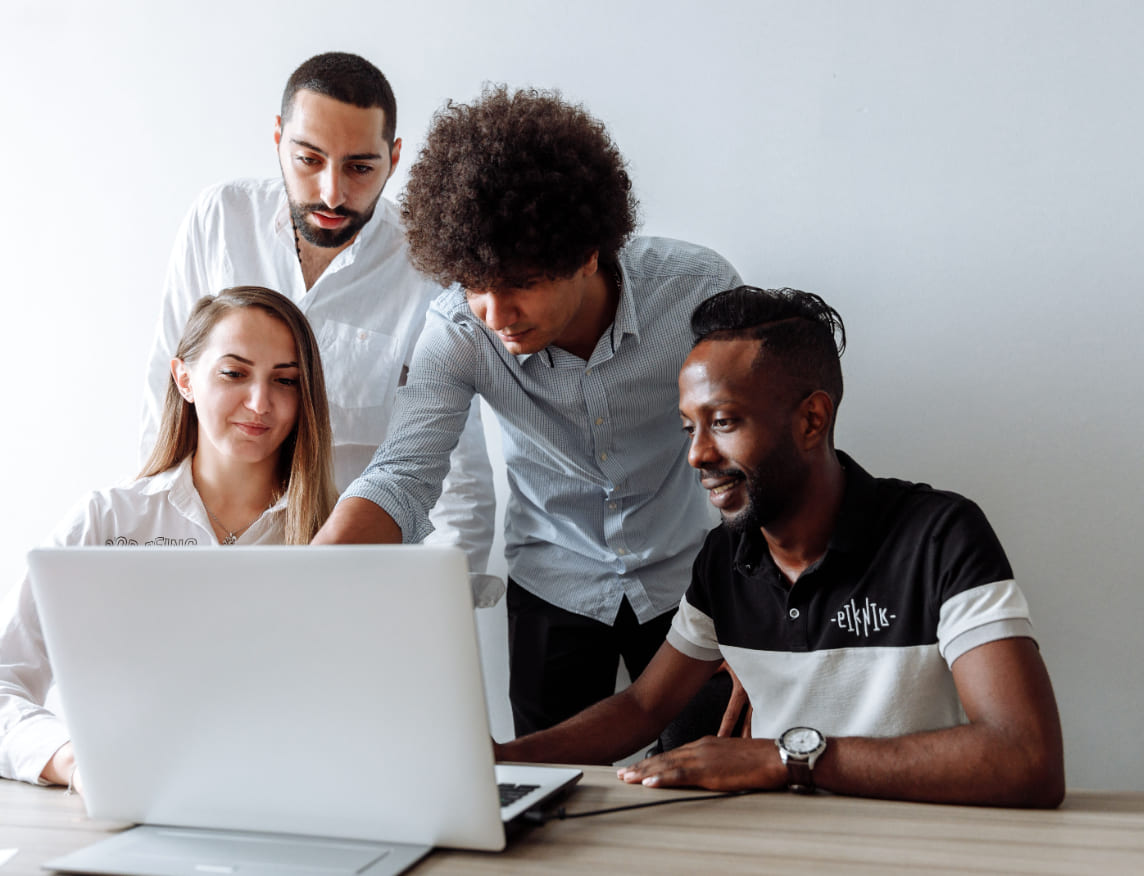 A hiring team reviewing a candidate together